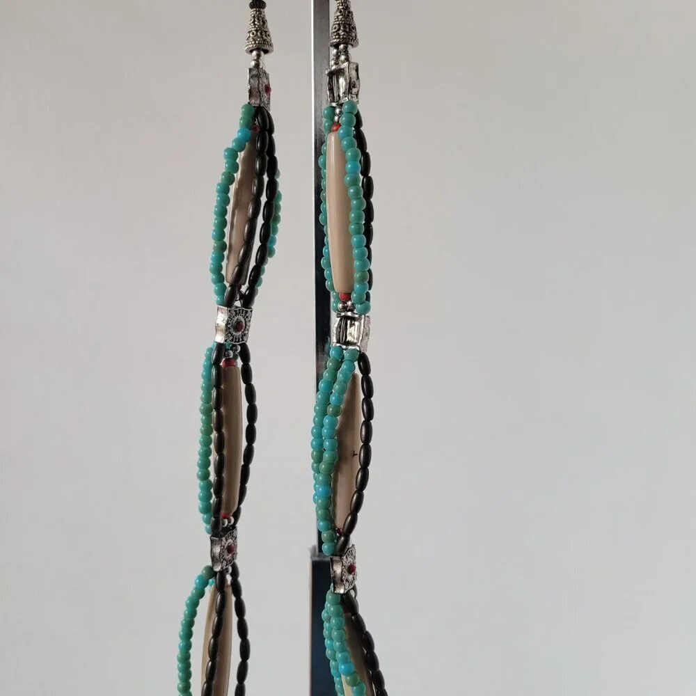 Southwestern-Style Turquoise &Coral color Beaded Cross Necklace
